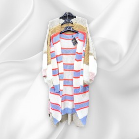 Cardigan lungo lana Bicolore